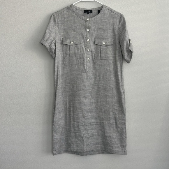 Theory Stretch Linen Shift Dress - Picture 2 of 5
